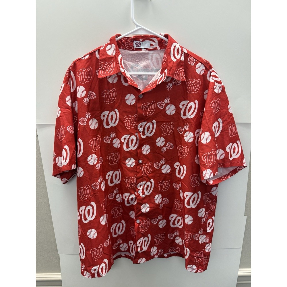 Washington Nationals SGA Shirt Adult Size Large Hawaiian Red White MLB Giveaway